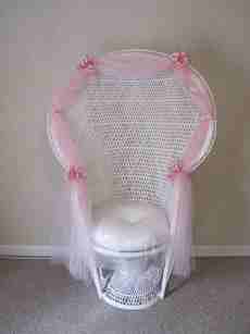 Pink Wicker Chair.