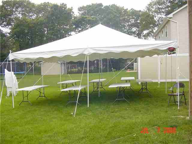 Pole Tent Solid White  20' X 20' ( 25 To 35 Guests).