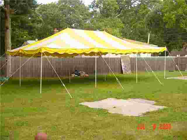Pole Tent Yellow/White 20' X 30'   30 to 40 Guests).